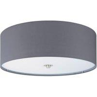 Eglo Pasteri 3 Light Fabric Flush Ceiling Light - Grey