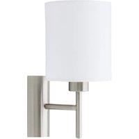 Eglo Pasteri White Fabric Wall Light - Satin Nickel