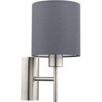 Eglo Pasteri Grey Fabric Wall Light - Satin Nickel