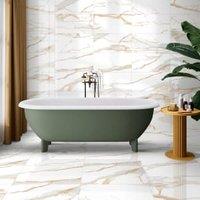 Wickes Calacatta Silk Gold Polished Porcelain Wall & Floor Tile - 600 x 300mm