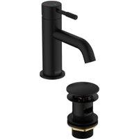 Bristan Molida Eco Start Basin Mixer Tap with Clicker Waste - Black