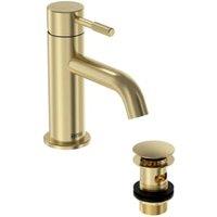 Bristan Molida Eco Start Basin Mixer Tap with Clicker Waste - Brushed Brass