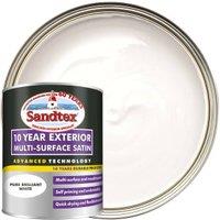 Sandtex 10 Year Multi Surface Exterior Satin Pure Brilliant White 750ml