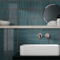 Linear Green Gloss Porcelain Mosaic Sheet - 315 x 296mm