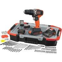 Black & Decker BCD003BAST-GB 18V Cordless Hammer Drill with 2 x 1.5Ah Batteries & Organiser