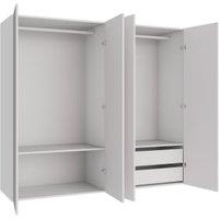 Wickes Claydon White Slab 2 Cabinet Quad Wardrobe with Shelves & Drawers - 1800 x 2000mm