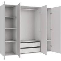 Wickes Claydon White Slab 3 Cabinet Quad Wardrobe with Shelves & Drawers - 1800 x 2000mm