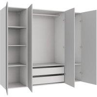 Wickes Claydon Grey Slab 3 Cabinet Quad Wardrobe with Shelves & Drawers - 1800 x 2000mm