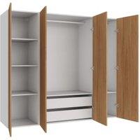 Wickes Claydon Oak Slab 3 Cabinet Quad Wardrobe with Shelves & Drawers - 1800 x 2000mm