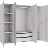 Wickes Ashland White Shaker 3 Cabinet Quad Wardrobe with Shelves & Drawers - 1800 x 2000mm