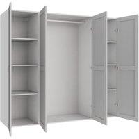 Wickes Ashland Grey Shaker 3 Cabinet Quad Wardrobe with Shelves & Rail - 1800 x 2000mm