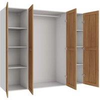 Wickes Ashland Oak Shaker 3 Cabinet Quad Wardrobe with Shelves & Rail - 1800 x 2000mm