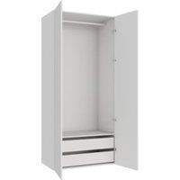 Wickes Claydon White Slab Double Wardrobe with Drawers & Rail - 2250 x 1000mm