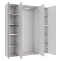 Wickes Claydon White Slab 3 Cabinet Quad Wardrobe with Shelves & Rail - 2250 x 2000mm