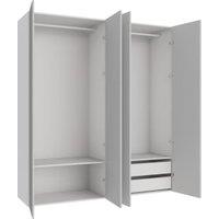 Wickes Claydon Grey Slab 2 Cabinet Quad Wardrobe with Shelves & Drawers - 2250 x 2000mm