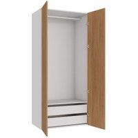 Wickes Claydon Oak Slab Double Wardrobe with Rail & Drawers 2250 x 1000mm