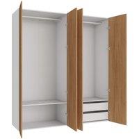 Wickes Claydon Oak Slab 2 Cabinet Quad Wardrobe with Shelves & Drawers - 2250 x 2000mm