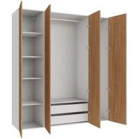 Wickes Claydon Oak Slab 3 Cabinet Quad Wardrobe with Shelves & Drawers - 2250 x 2000mm