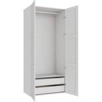 Wickes Ashland White Shaker Double Wardrobe with Rail & Drawers - 2250 x 1000mm
