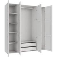 Wickes Ashland White Shaker 3 Cabinet Quad Wardrobe with Shelves & Drawers - 2250 x 2000mm