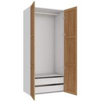 Wickes Ashland Oak Shaker Double Wardrobe with Drawers & Rail - 2250 x 1000mm