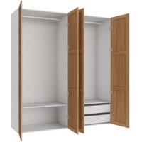 Wickes Ashland Oak Shaker 2 Cabinet Quad Wardrobe with Shelves & Drawers - 2250 x 2000mm