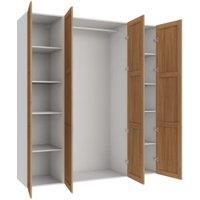Wickes Ashland Oak Shaker 3 Cabinet Quad Wardrobe with Shelves & Rail - 2250 x 2000mm