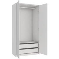 Wickes Claydon White Slab Double Wardrobe with Drawers, Rail, Plinth & Panels - 2083 x 1036mm