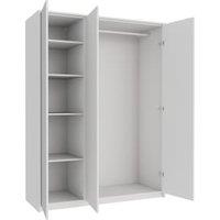 Wickes Claydon White Slab Triple Wardrobe with Rail, Shelves, Plinth & Panels - 2083 x 1536mm