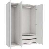 Wickes Claydon White Slab Triple Wardrobe with Shelves, Drawers, Plinth & Panels - 2083 x 1536mm