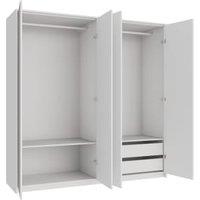 Wickes Claydon White Slab 2 Cabinet Quad Wardrobe with Shelves, Drawers, Plinth & Panels - 2083 x 2036mm