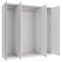 Wickes Claydon White Slab 3 Cabinet Quad Wardrobe with Rail, Plinth & Panels - 2083 x 2036mm