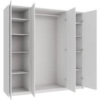 Wickes Claydon White Slab 3 Cabinet Quad Wardrobe with Shelves, Rail, Plinth & Panels - 2083 x 2036mm