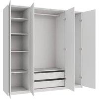 Wickes Claydon White Slab 3 Cabinet Quad Wardrobe with Shelves, Drawers, Plinth & Panels - 2083 x 2036mm