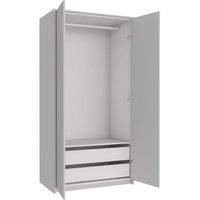 Wickes Claydon Grey Slab Double Wardrobe with Rail, Drawers, Plinth & Panels - 2083 x 1036mm