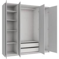 Wickes Claydon Grey Slab 3 Cabinet Quad Wardrobe with Shelves, Drawers, Plinth & Panels - 2083 x 2036mm