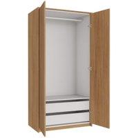 Wickes Claydon Oak Slab Double Wardrobe with Rail, Drawers, Plinth & Panels 2083 x 1036mm
