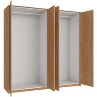 Wickes Claydon Oak Slab 2 Cabinet Quad Wardrobe with Rail, Plinth & Panels - 2083 x 2036mm