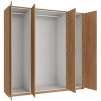 Wickes Claydon Oak Slab 3 Cabinet Quad Wardrobe with Rail, Plinth & Panels - 2083 x 2036mm