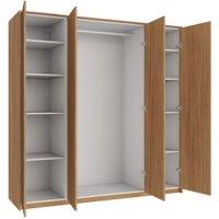 Wickes Claydon Oak Slab 3 Cabinet Quad Wardrobe with Shelves, Rail, Plinth & Panels - 2083 x 2036mm