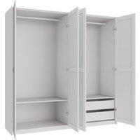 Wickes Ashland White Shaker 2 Cabinet Quad Wardrobe with Shelves, Drawers, Plinth & Panels - 2083 x 2036mm
