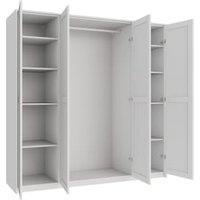 Wickes Ashland White Shaker 3 Cabinet Quad Wardrobe with Shelves, Rail, Plinth & Panels - 2083 x 2036mm