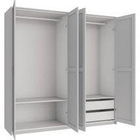 Wickes Ashland Grey Shaker 2 Cabinet Quad Wardrobe with Shelves, Drawers, Plinth & Panels - 2083 x 2036mm