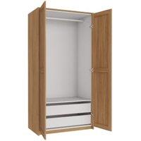 Wickes Ashland Oak Shaker Double Wardrobe with Drawers, Rail, Plinth & Panels - 2083 x 1036mm
