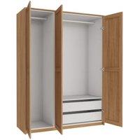 Wickes Ashland Oak Shaker Triple Wardrobe with Shelves, Drawers, Plinth & Panels - 2083 x 1536mm