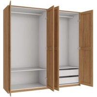 Wickes Ashland Oak Shaker 2 Cabinet Quad Wardrobe with Shelves, Drawers, Plinth & Panels - 2083 x 2036mm