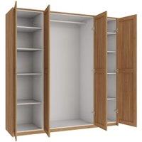 Wickes Ashland Oak Shaker 3 Cabinet Quad Wardrobe with Shelves, Rail, Plinth & Panels - 2083 x 2036mm