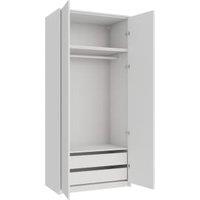 Wickes Claydon White Slab Double Wardrobe with Drawers, Rail, Plinth & Panels - 2333 x 1036mm