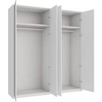 Wickes Claydon White Slab 4 Cabinet Quad Wardrobe with Rail, Plinth & Panels - 2333 x 2036mm