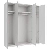 Wickes Claydon White Slab 6 Cabinet Quad Wardrobe with Rail, Plinth & Panels - 2333 x 2036mm